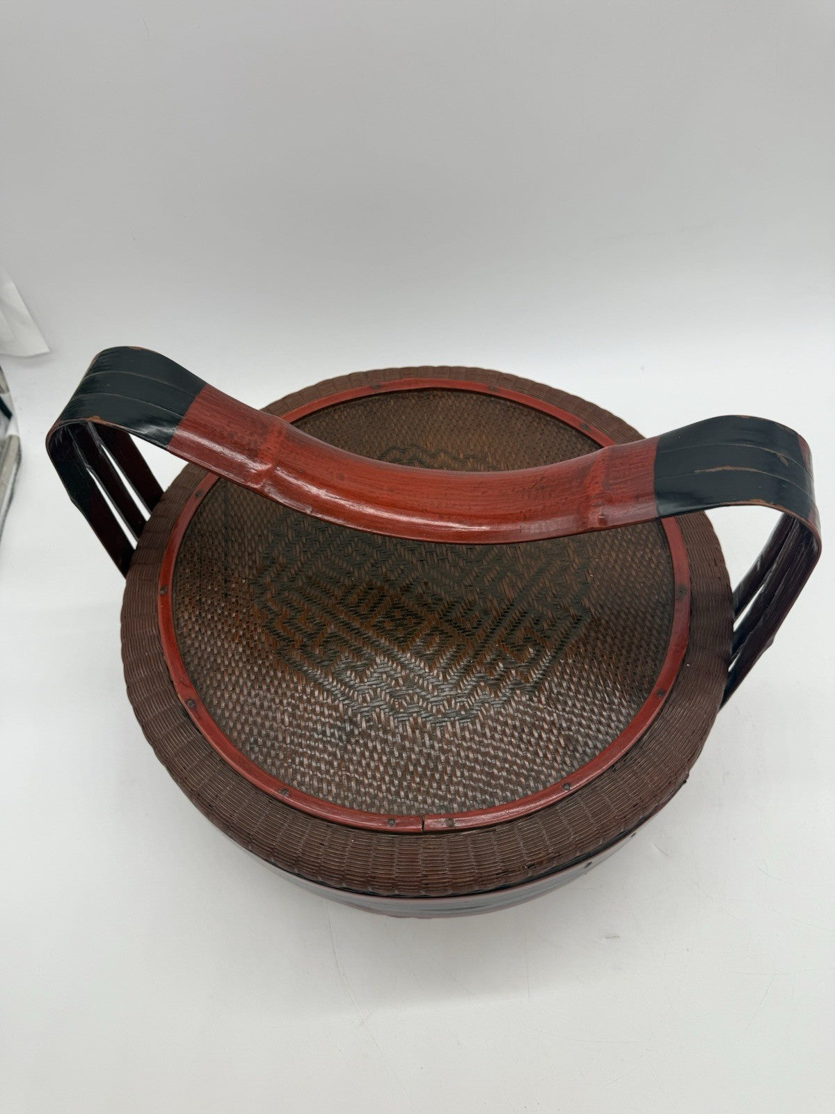 HANDGEFERTIGTER ASIATISCHER KORB BAMBUS CHINA VINTAGE