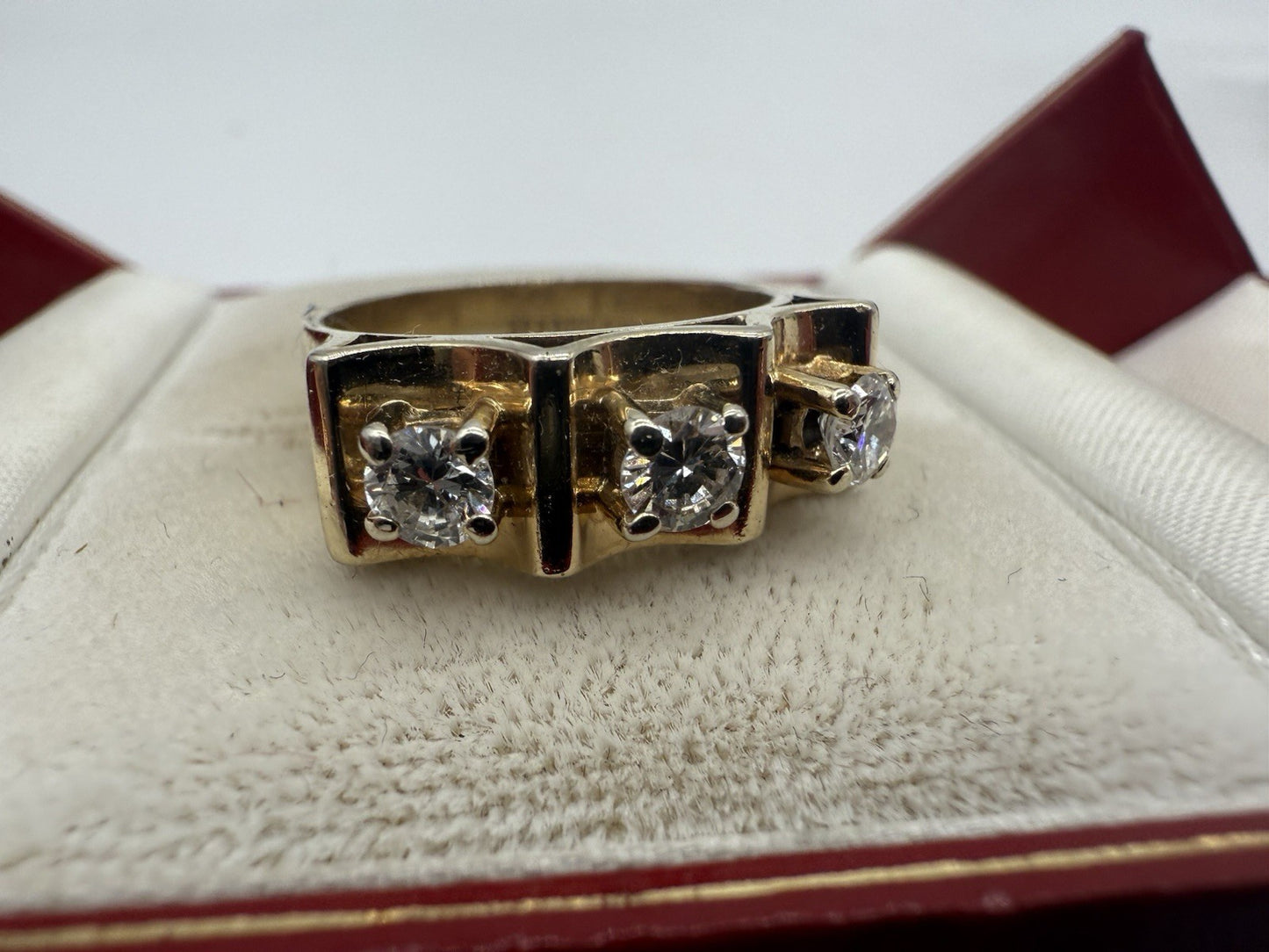 MASSIVER BRILLANTRING AUS 585 GOLD 14K - 3 DIAMANTEN GR.55