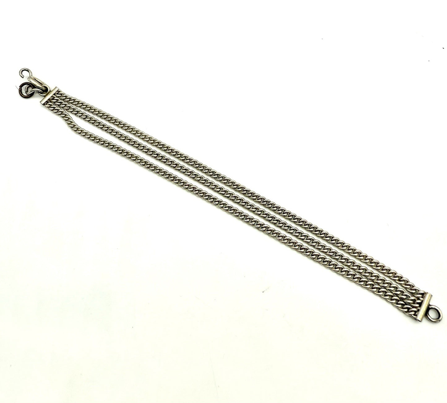 VINTAGE 925 SILBER ARMBAND - DREIREIHIG - PANZERKETTE - HANDARBEIT