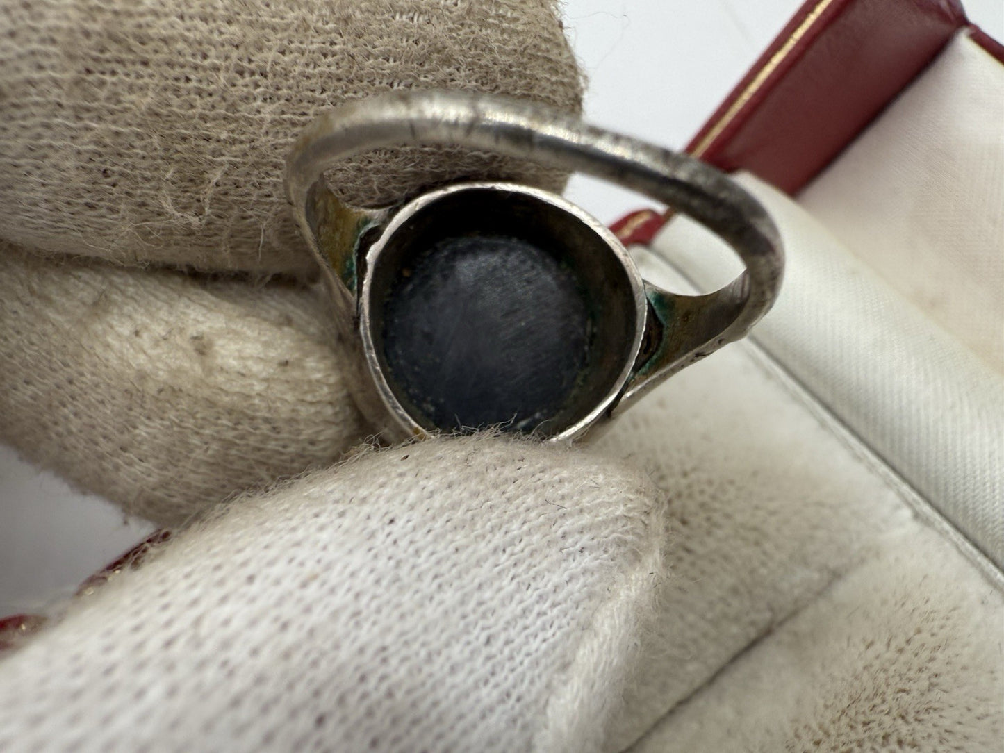 ANTIK JUGENDSTIL ART DÉCO ONYX RING GR.55