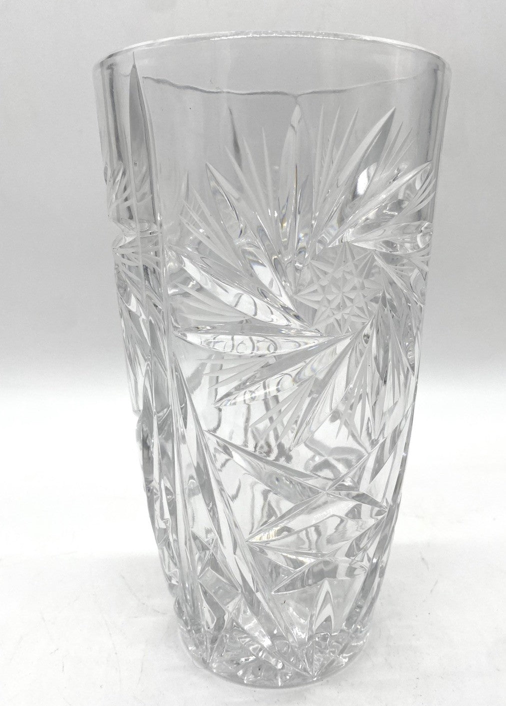 GROßE VINTAGE BLEIKRISTALL VASE, SCHLEUDERSTERN, BOHEMIAN, BÖHMEN