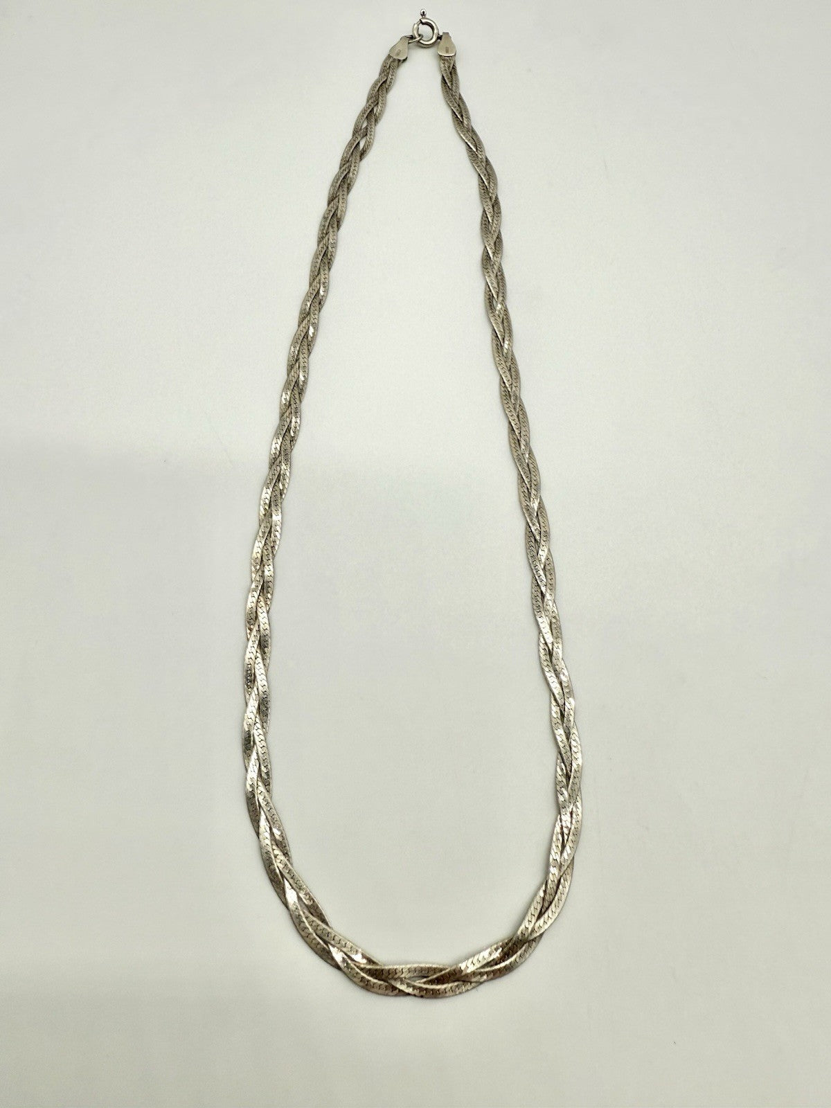 VINTAGE 925 SILBERKETTE COLLIER HALSKETTE GEFLOCHTEN