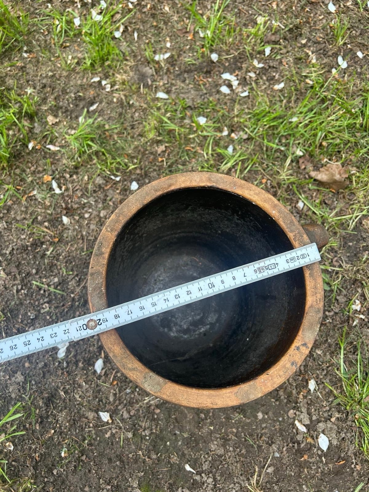 ANTIKER PFLANZENTOPF, GARTENDEKO, STEINGUTTOPF, ALTER TONTOPF