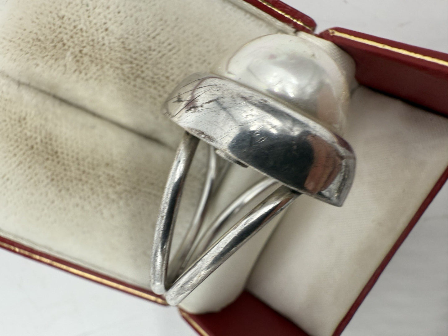 GROßER PERLENRING STERLING SILBER GR.63
