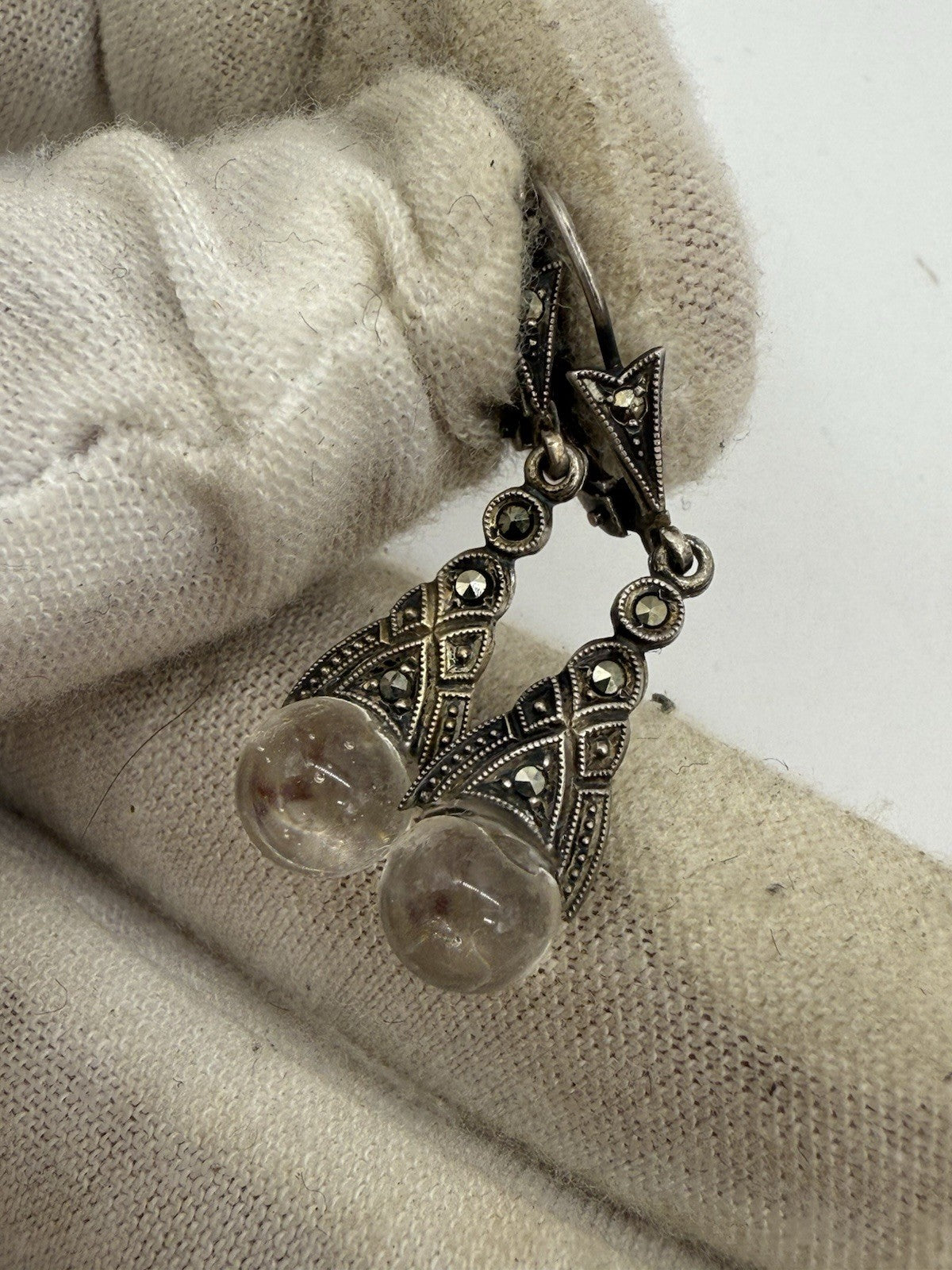 VINTAGE SKANDINAVIEN KARL LAINE 835 SILBER OHRRINGE BERGKRISTALL