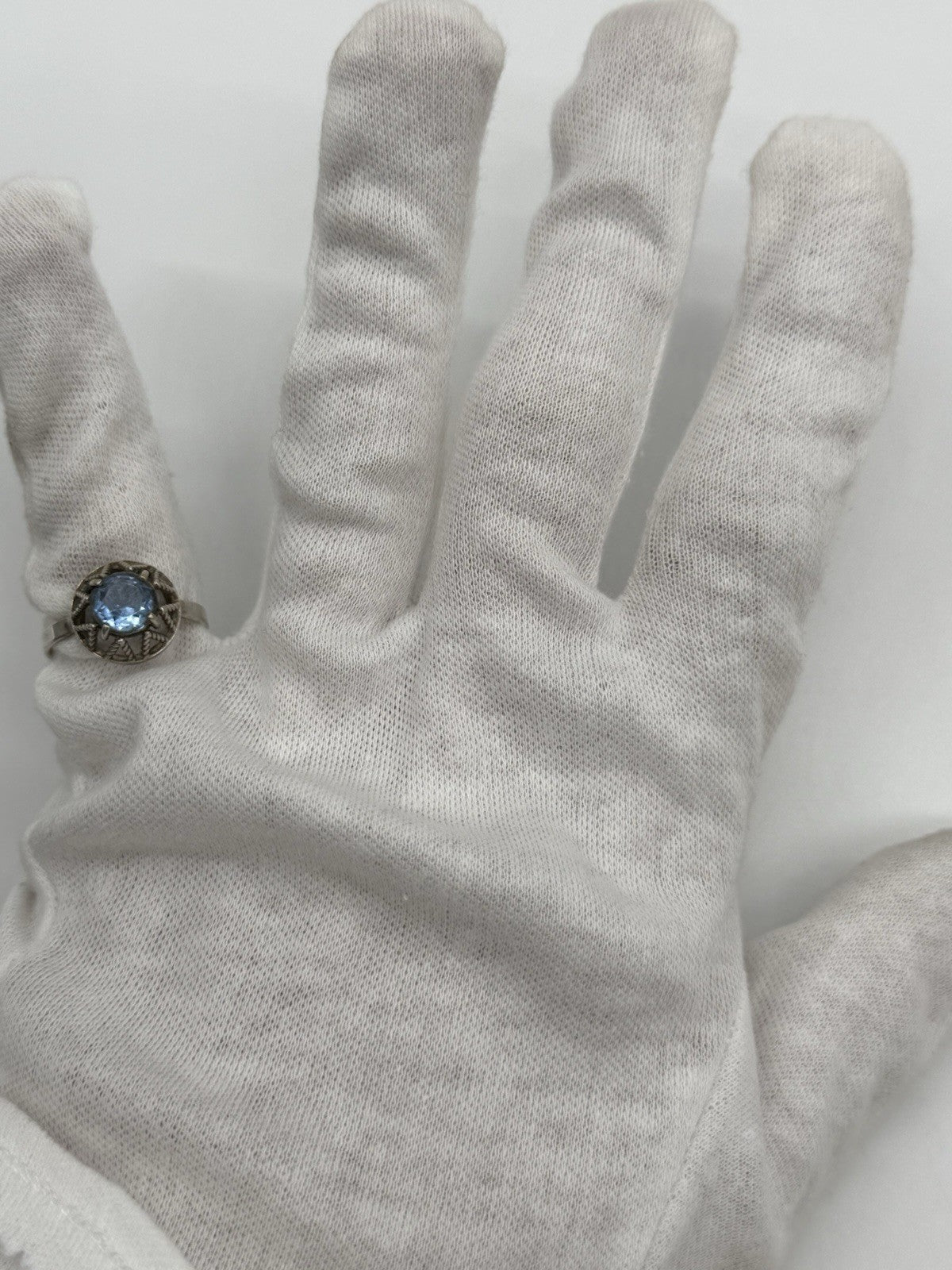 FILIGRANER ANTIK RING - 835 SILBER FISCHLAND SCHMUCK - BLAUER STEIN GR.60