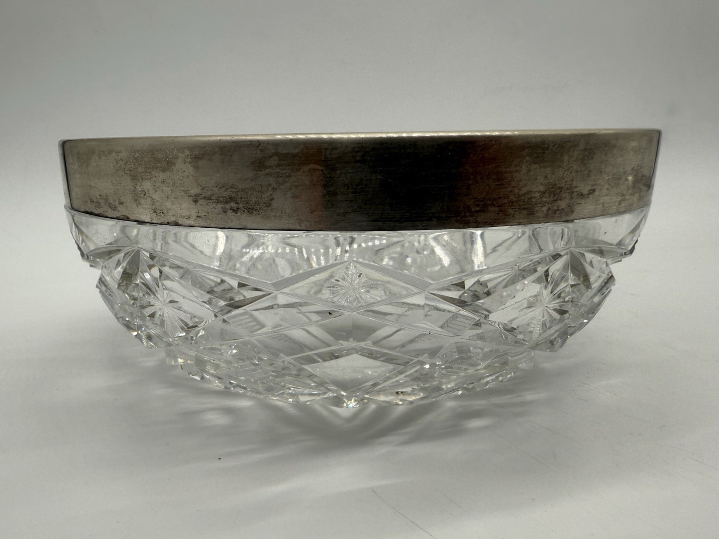 VINTAGE SCHALE KRISTALLGLAS MIT 800er SILBERRAND