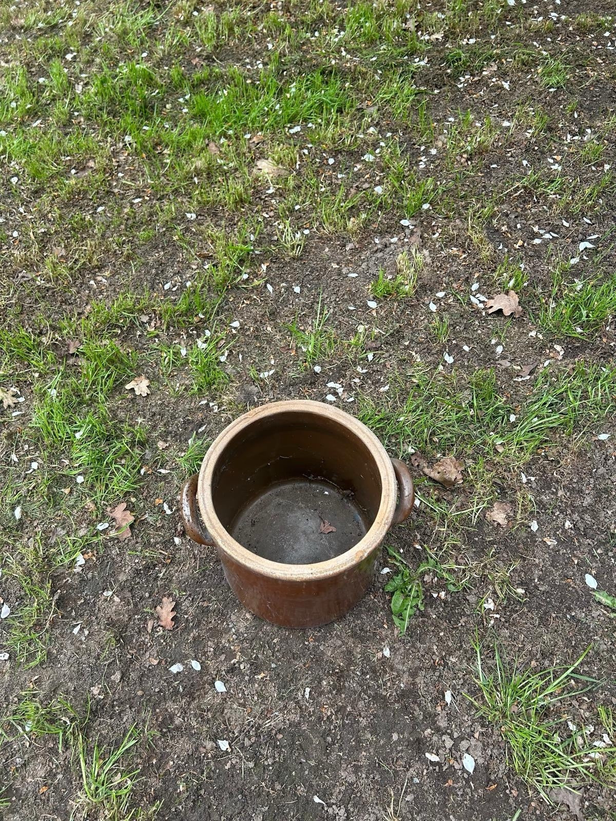 ANTIKER PFLANZENTOPF, GARTENDEKO, STEINGUTTOPF, ALTER TONTOPF