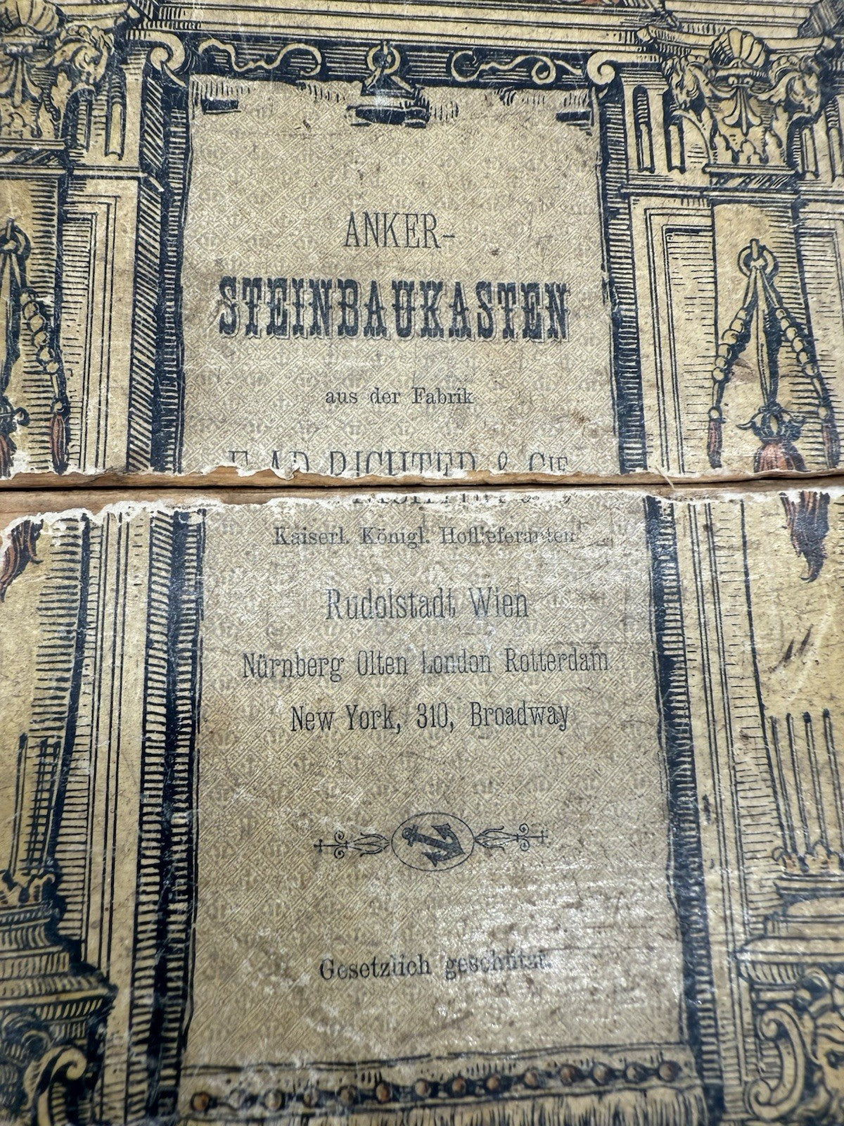 ANTIKER ANKER STEINBAUKASTEN ORIGINAL RICHTERS BAUKASTEN NR.12 UM 1900
