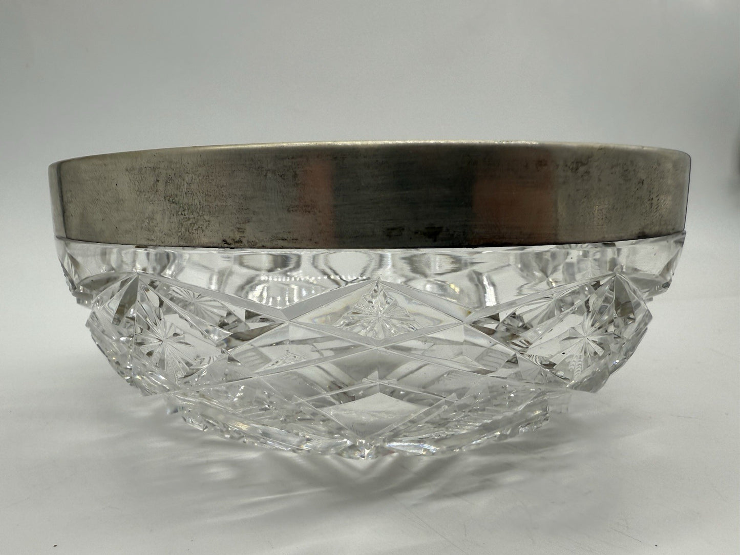 VINTAGE SCHALE KRISTALLGLAS MIT 800er SILBERRAND