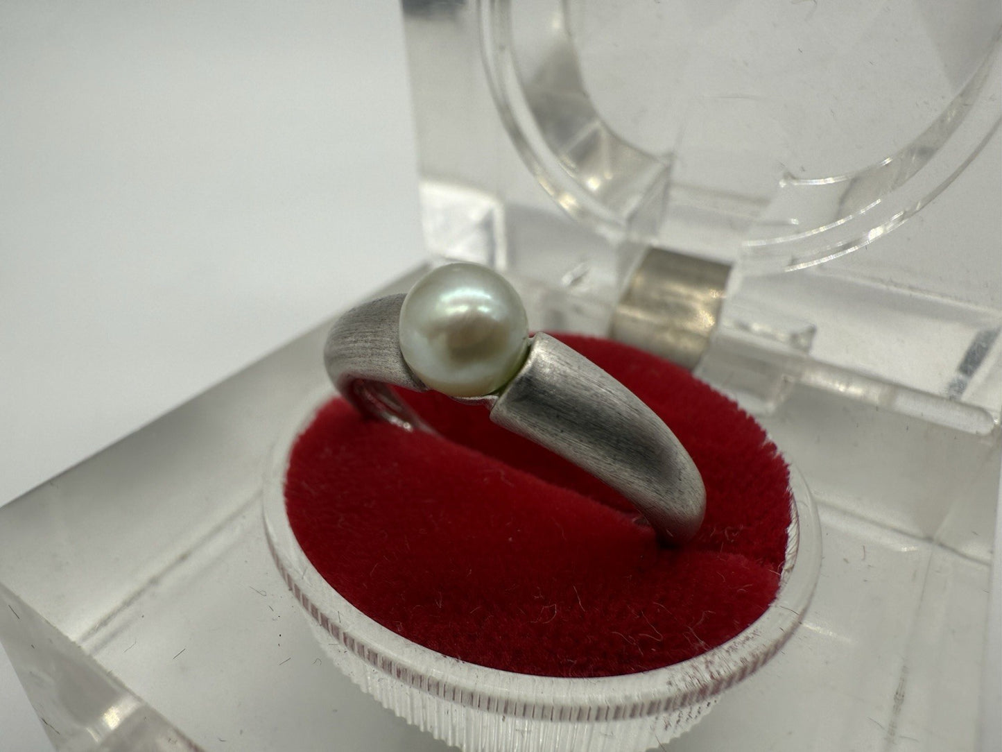 VINTAGE 925 SILBER RING MIT PERLE GR.56