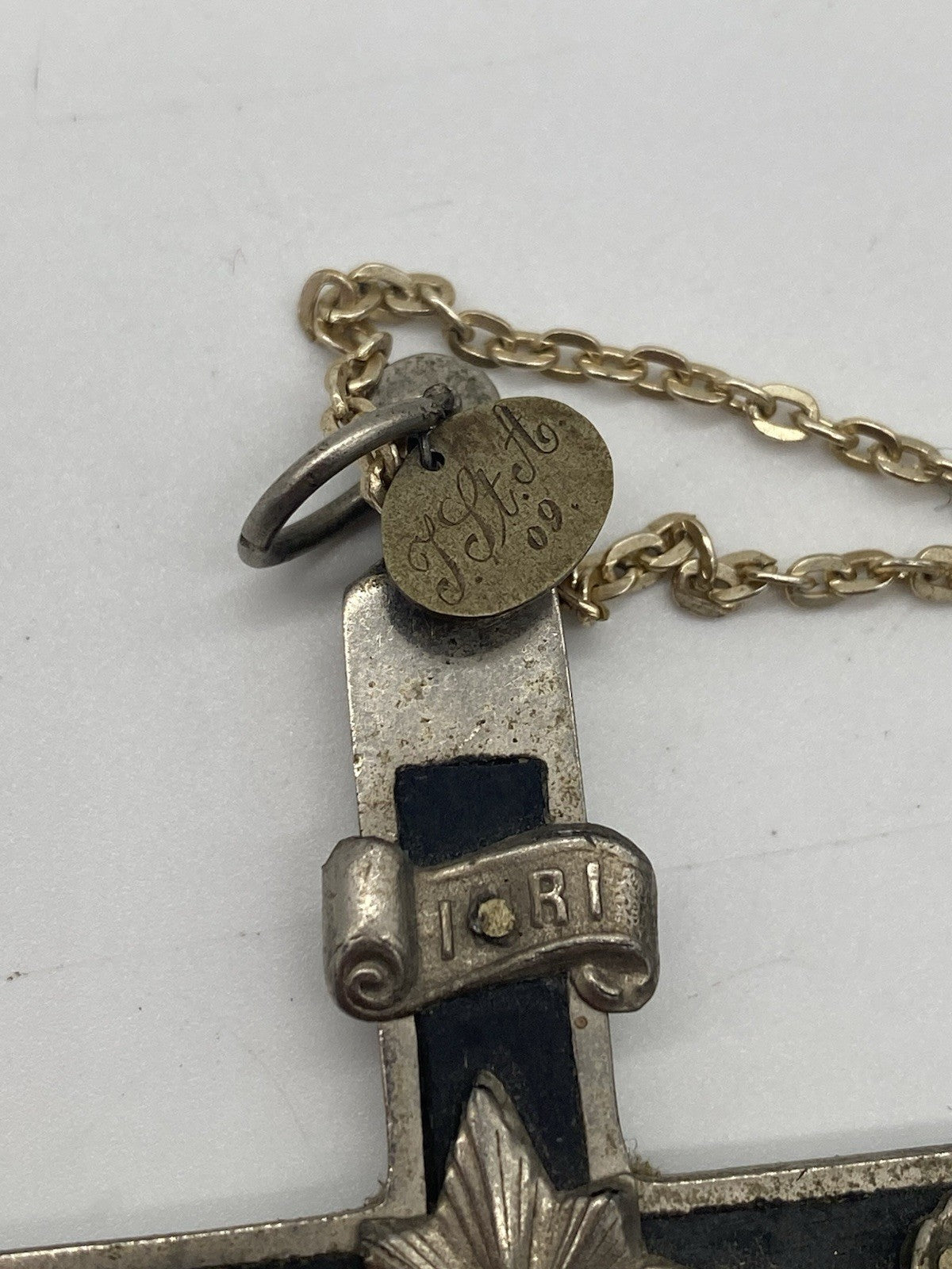 ANTIKES GROßES JESUS-KRUZIFIX KREUZ MIT KETTE