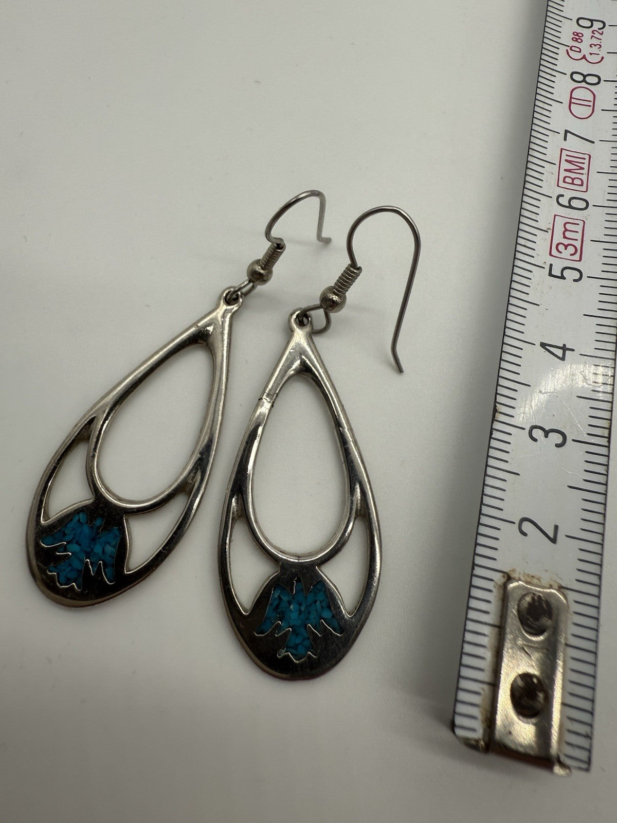 VINTAGE SILBER OHRRINGE TAXCO MEXIKO TÜRKIS