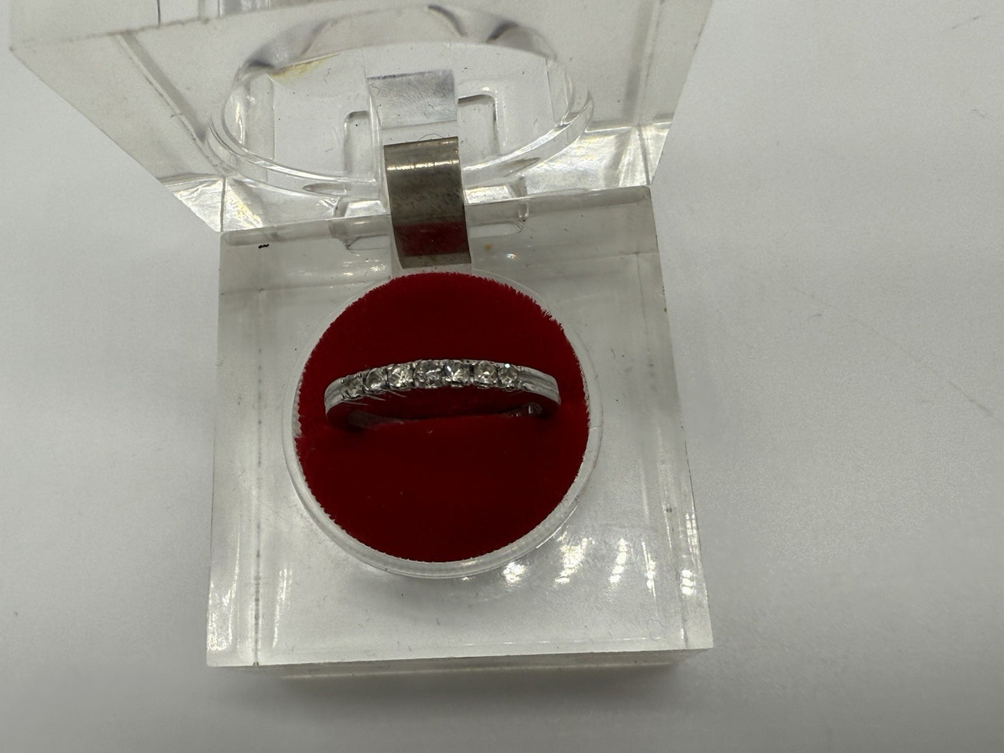 VINTAGE 835 SILBER RING MODERNIST CZ ZIRKONIA GR.57