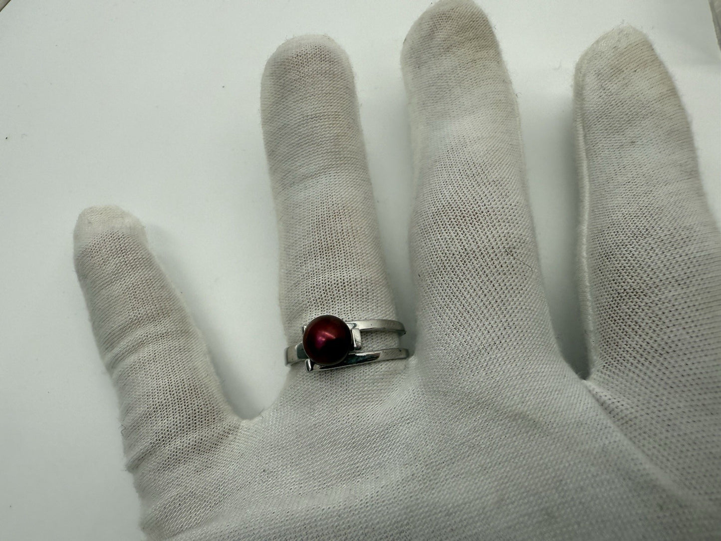 VINTAGE KIRSCH PERLENRING, 925 SILBER HONOURA PERLE, JUNI GEBURTSSTEIN GR60