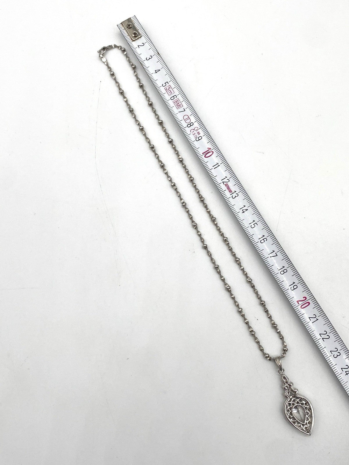 AUSGEFALLENER 925 SILBER ANHÄNGER MIT ZIRKONIA TROPFEN & 925S KETTE 44cm