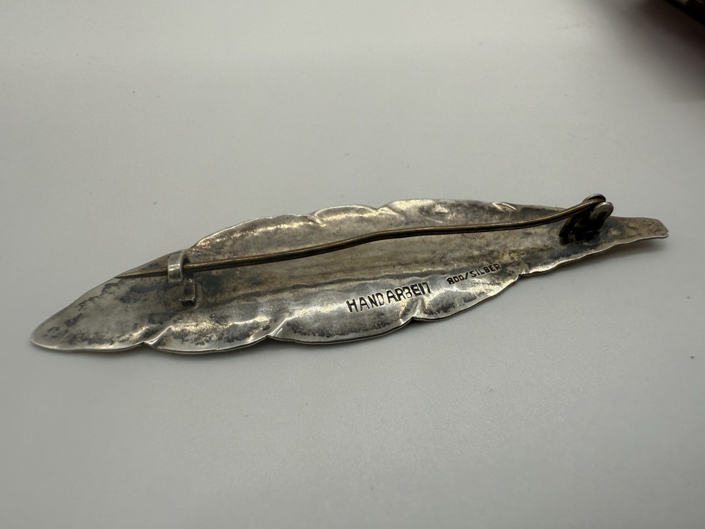 VINTAGE BROSCHE BLATT AUS 800er SILBER HANDARBEIT