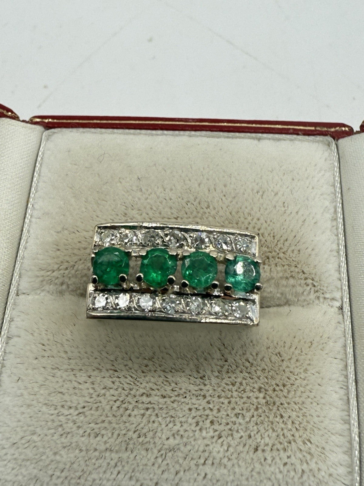 PRÄCHTIGER SAMARAGD BRILLANT RING 750 GOLD 18 KARAT GR.58