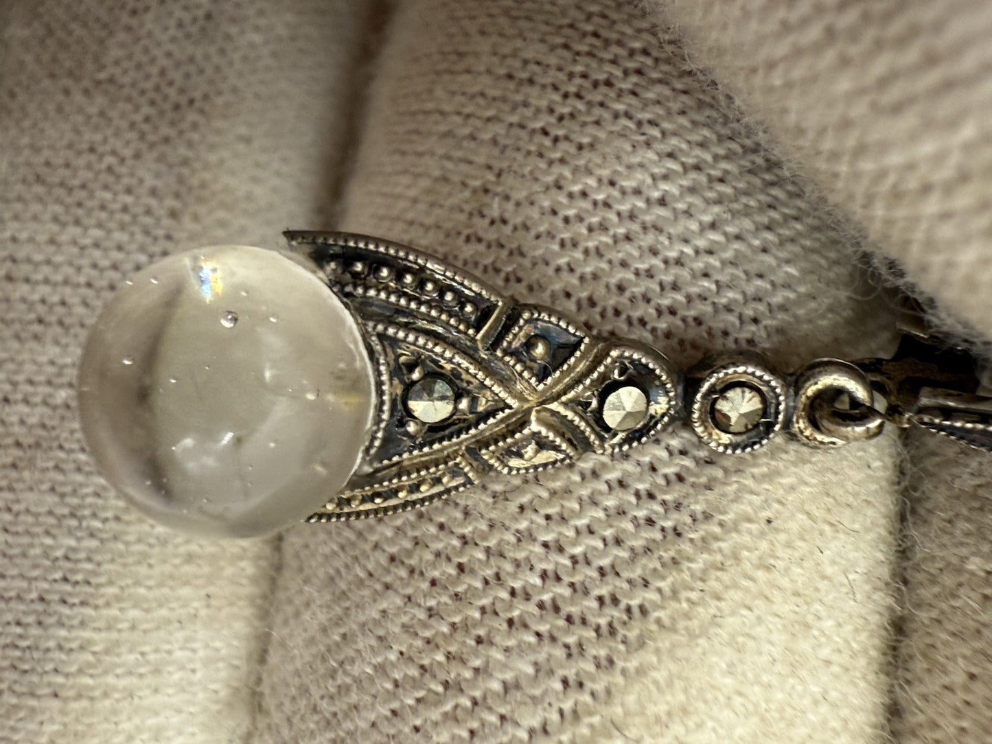 VINTAGE SKANDINAVIEN KARL LAINE 835 SILBER OHRRINGE BERGKRISTALL