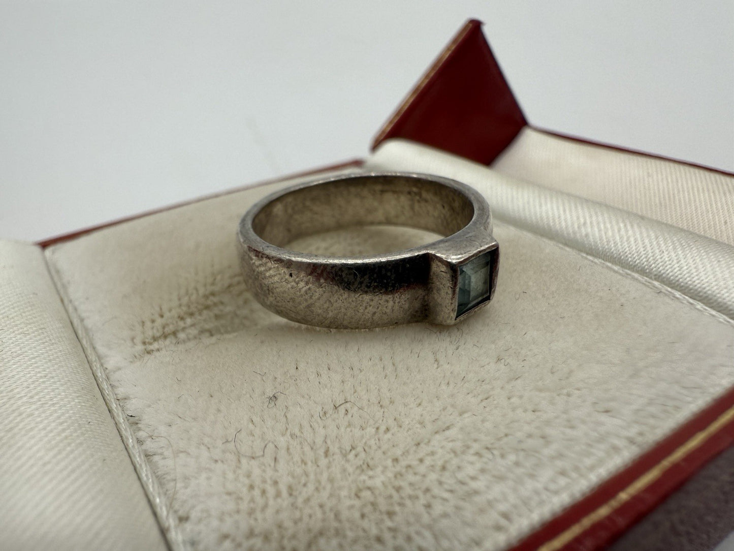 MASSIVER 925 STERLING SILBER RING HANDARBEIT MIT BLAUEM STEIN GRÖßE: 54