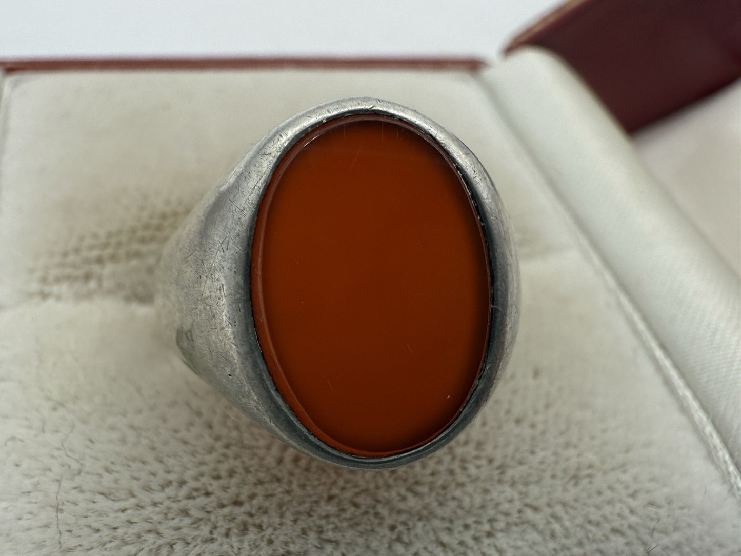 VINTAGE KARNEOL 800 SILBER STATEMENT RING GR.57