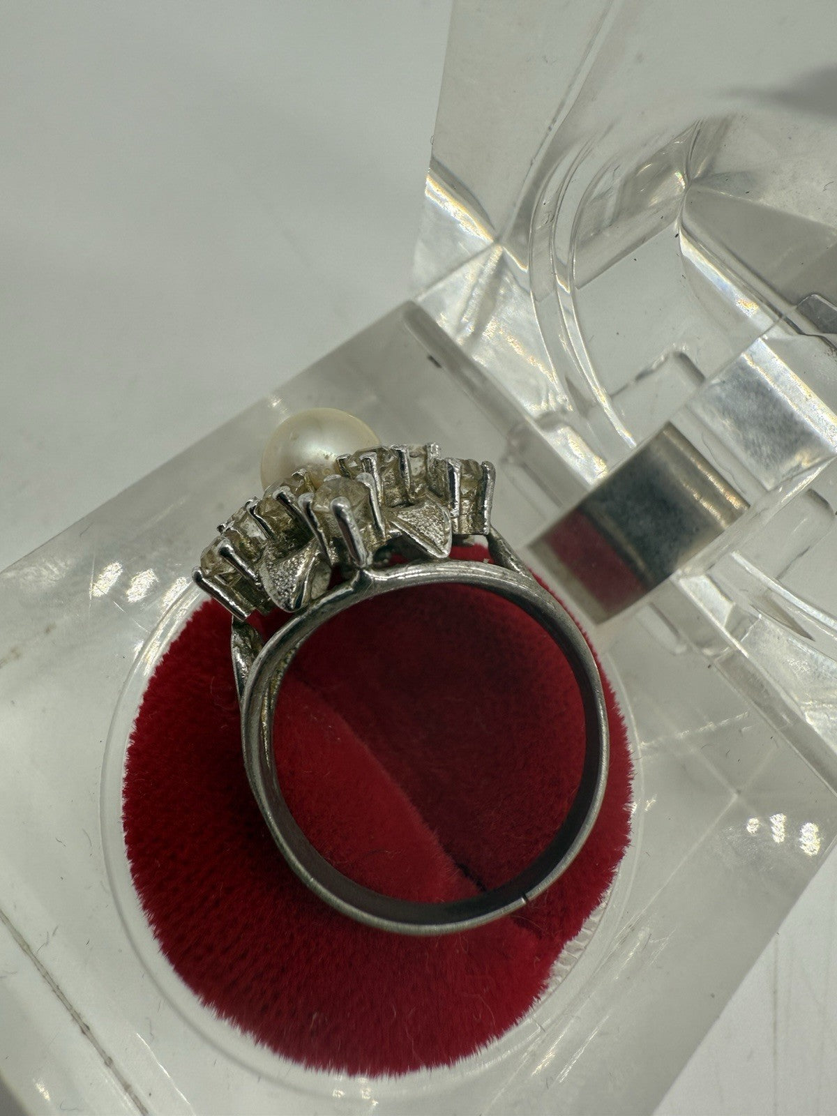 KLASSISCHER SCHÖNER RING MIT PERLE UND ZIRKONIA 800 SILBER VINTAGE GR.54