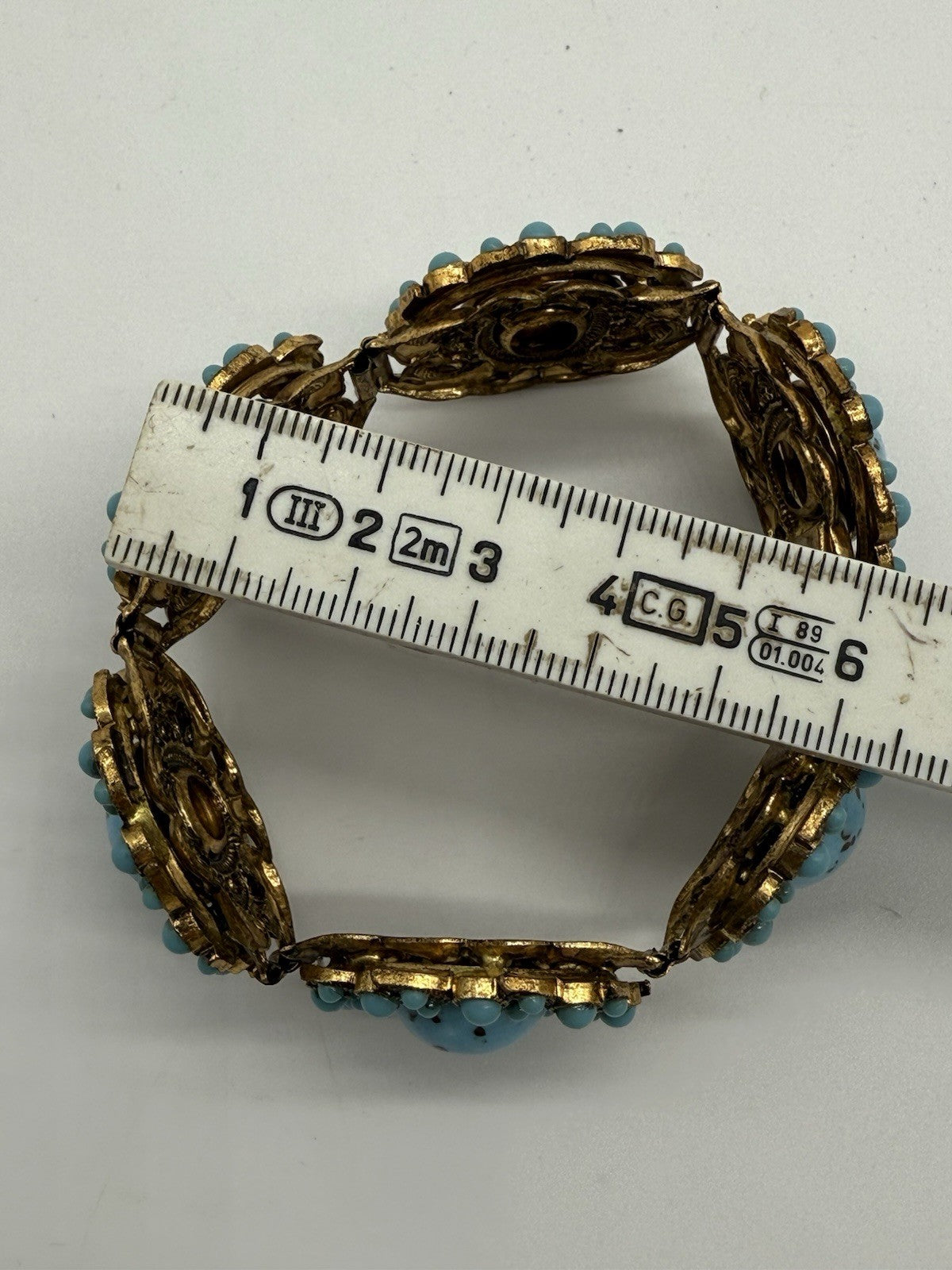VINTAGE TÜRKIS ARMBAND VERGOLDET GOLD DOUBLE 21cm