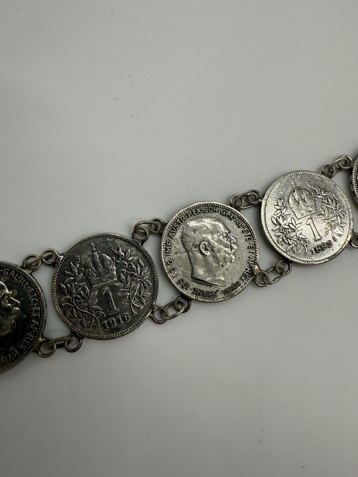ALTES SILBER MÜNZEN ARMBAND IN 835er SILBER