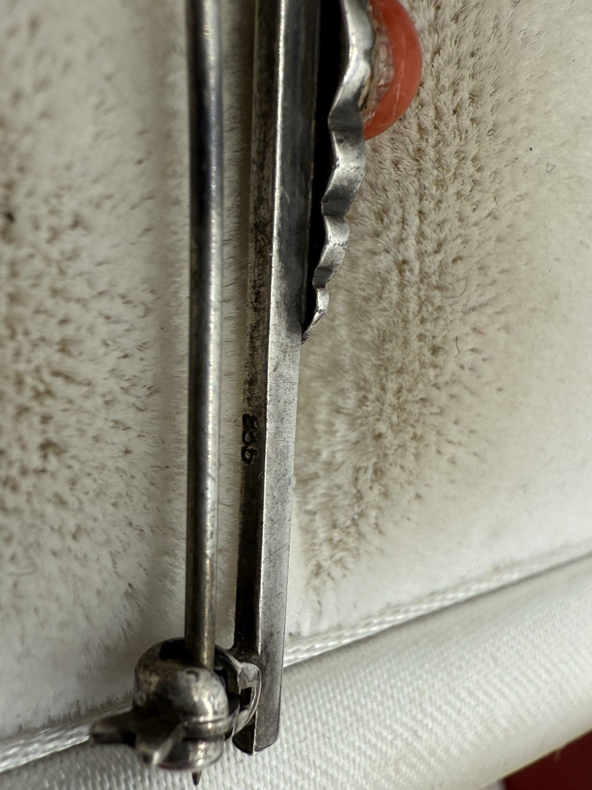 ANTIKE STABBROSCHE KORALLE SILBER 835 VINTAGE