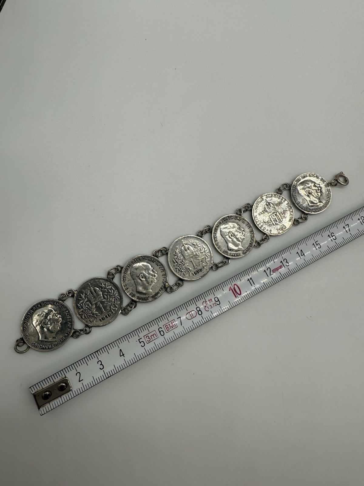 ALTES SILBER MÜNZEN ARMBAND IN 835er SILBER