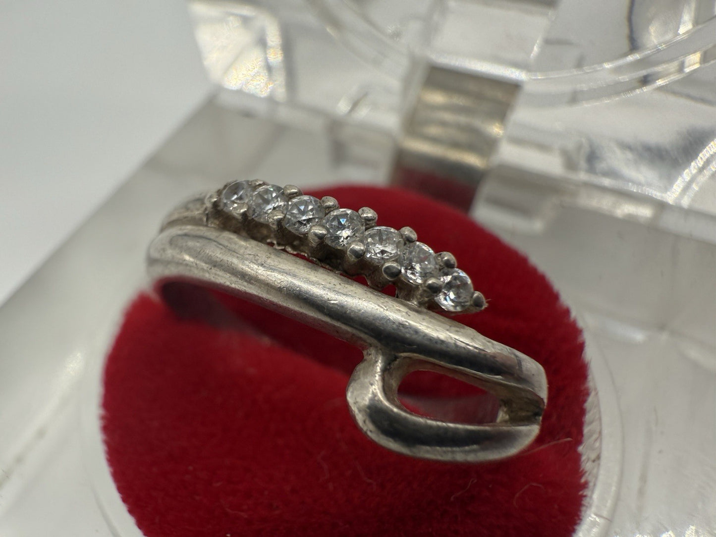 VINTAGE 925 SILBER DAMEN RING EDEL ELEGANT MIT ZIRKONIA GR.60