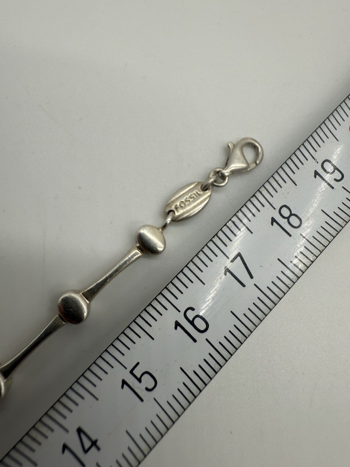 FEINES 925 STERLING SILBER FOSSIL ARMBAND MIT OVALEN GLIEDERN