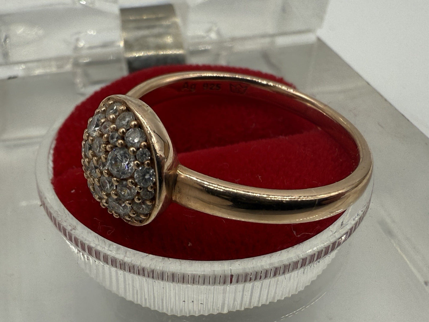 FUNKELNDER RING MIT ZIRKONIA VERGOLDET AUS 925 SILBER GR.59