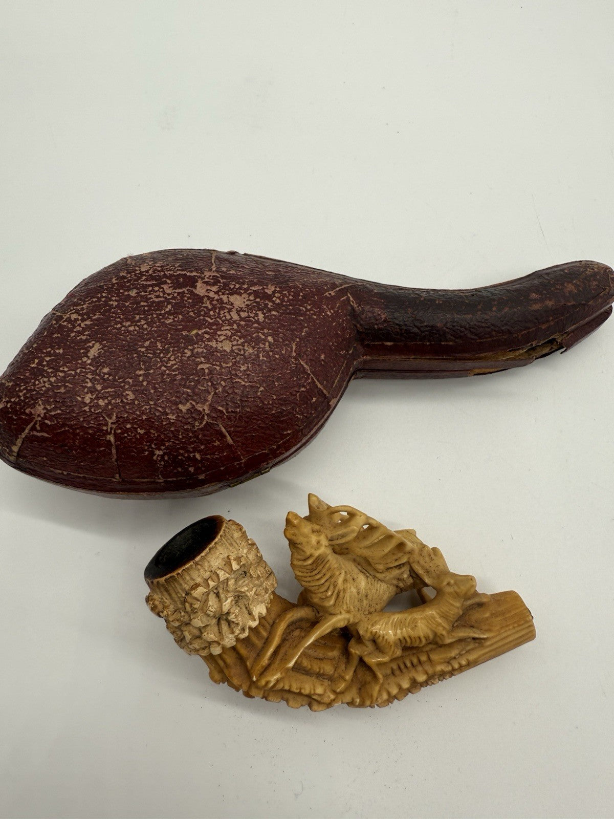 ZWEI HIRSCH MEERSCHAUM PFEIFE SAMMLERSTÜCK TABAK PFEFIE