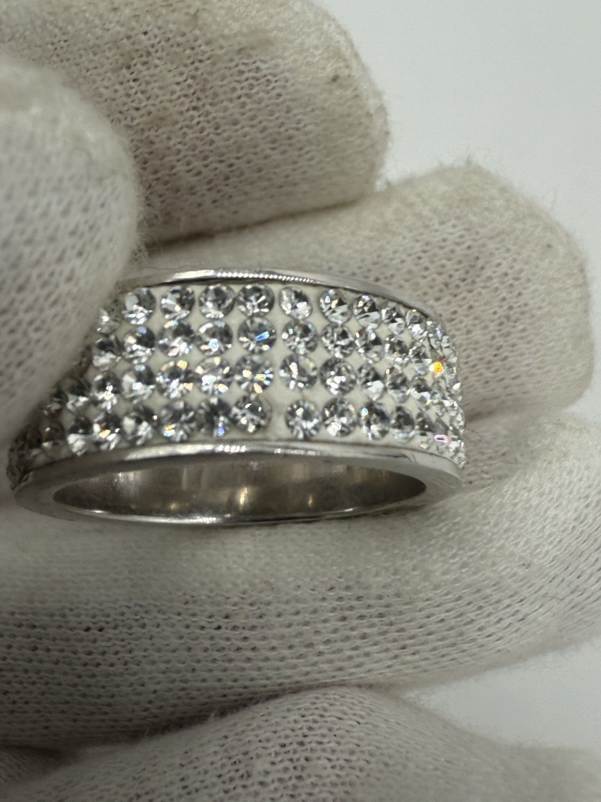 BREITER CLUSTER-RING VINTAGE RING AUS 925 SILBER MIT ZIRKONIA GR.59