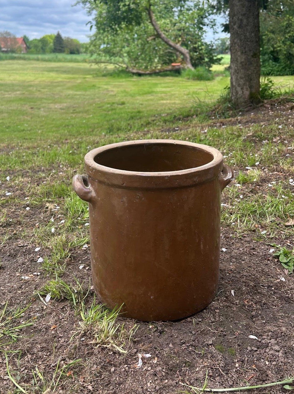 ANTIKER PFLANZENTOPF, GARTENDEKO, STEINGUTTOPF, ALTER TONTOPF