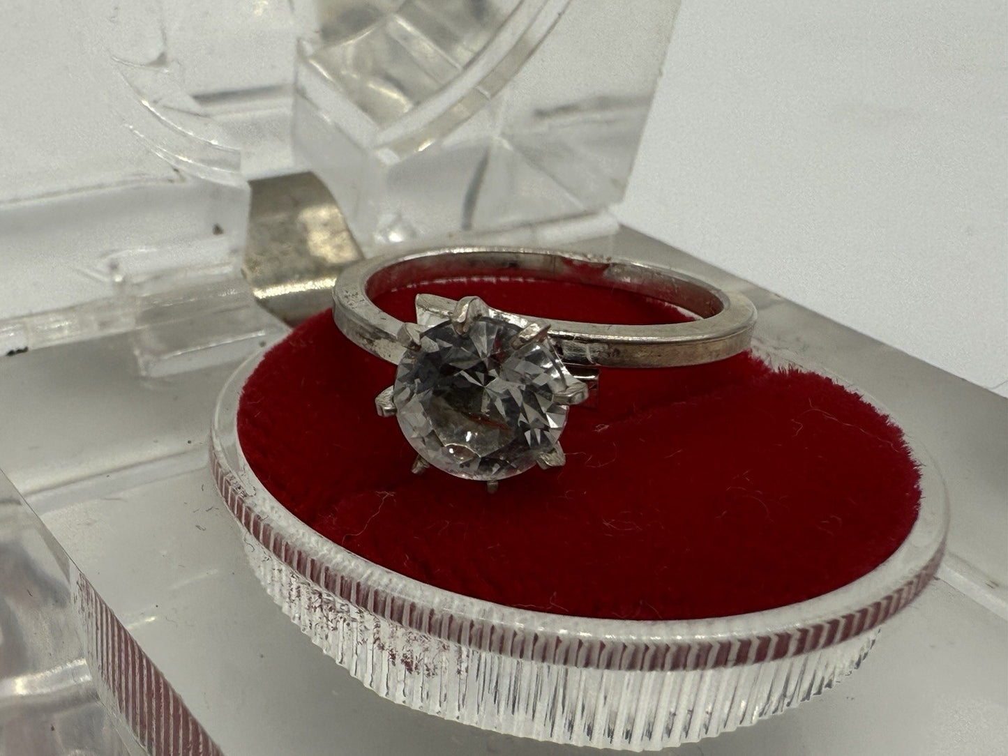 835 SILBER RING VINTAGE GROßER STEIN ZIRKONIA GR.55