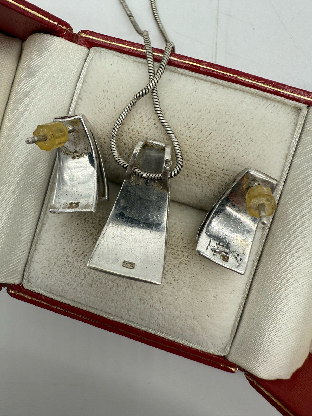 925er SILBER SCHMUCKSET VERGOLDET - ANHÄNGER & OHRRINGE MIT ZIRKONIA