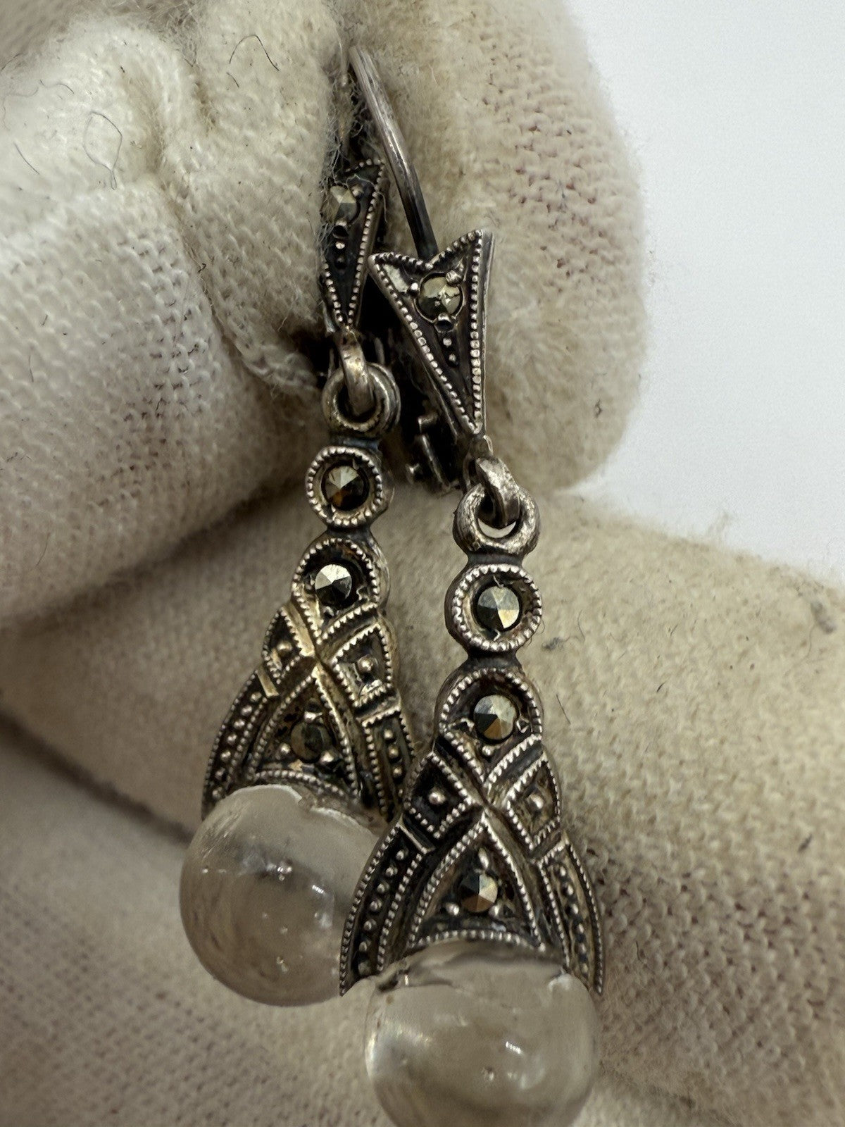 VINTAGE SKANDINAVIEN KARL LAINE 835 SILBER OHRRINGE BERGKRISTALL