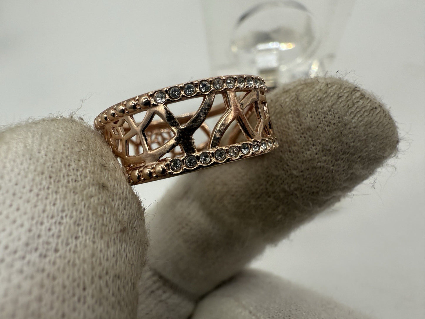 WUNDERSCHÖNER DAMEN GOLD DOUBLE ZIRKONIA RING GR.59