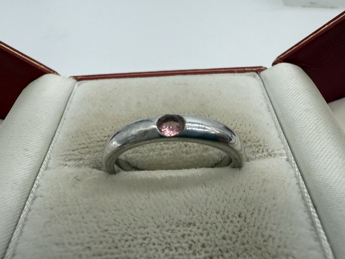 SCHÖNER 925 STERLING SILBER RING MIT ROSA STEIN GR.57