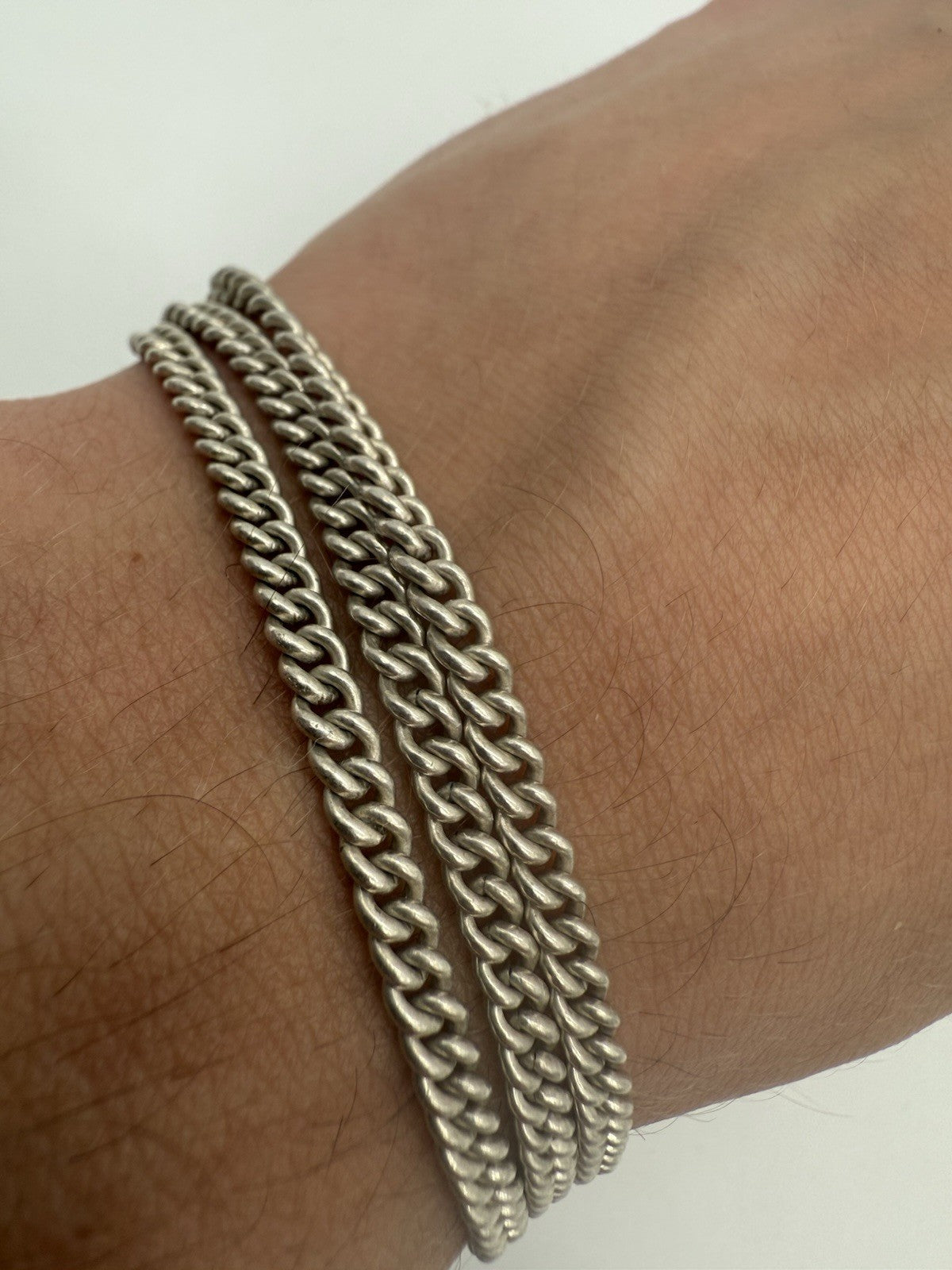 VINTAGE 925 SILBER ARMBAND - DREIREIHIG - PANZERKETTE - HANDARBEIT