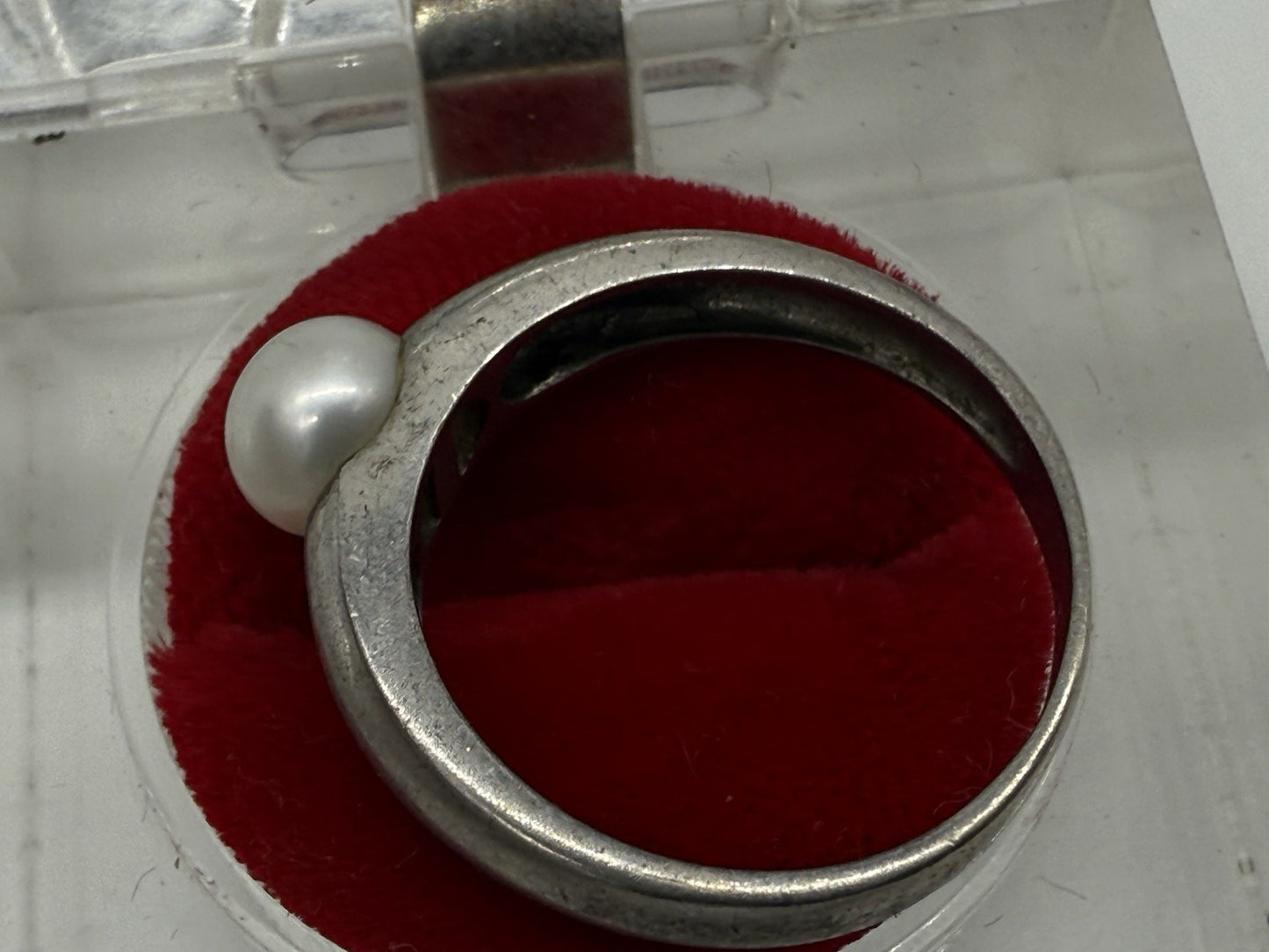 VINTAGE 925 STERLING SILBER RING MIT PERLE GR.57
