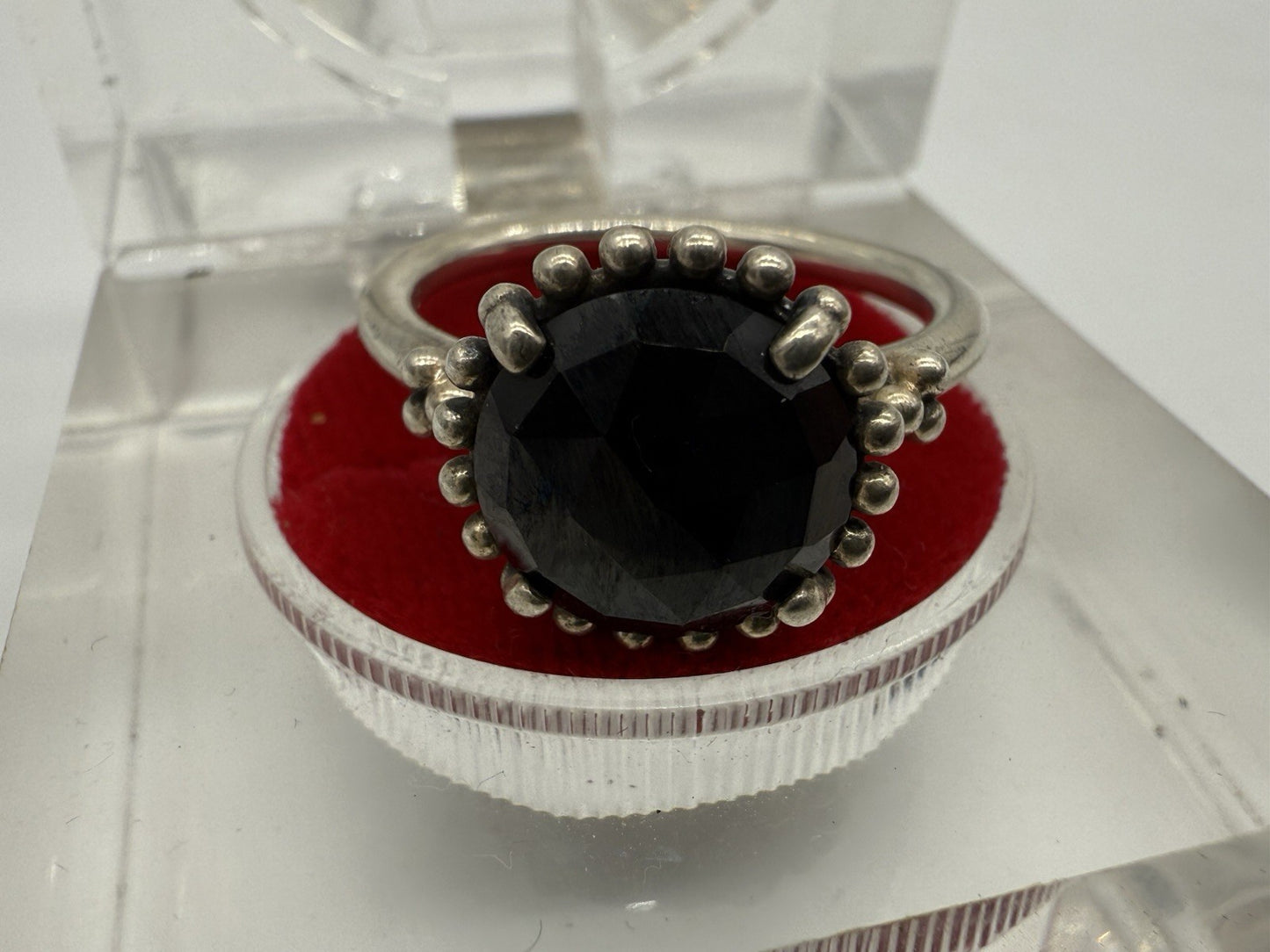 VINTAGE 925 SILBER RING MIT SCHWARZEM STEIN EDEL & MYSTISCH GR.60