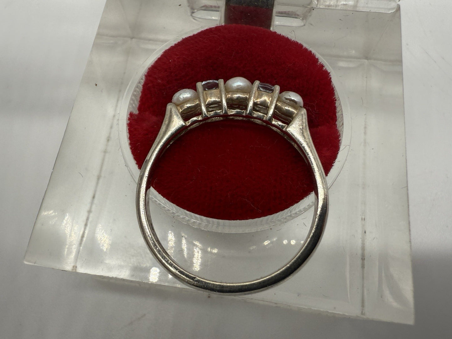VINTAGE STERLING SILBER RING PERLE FÜNF STEINE RING GR.63