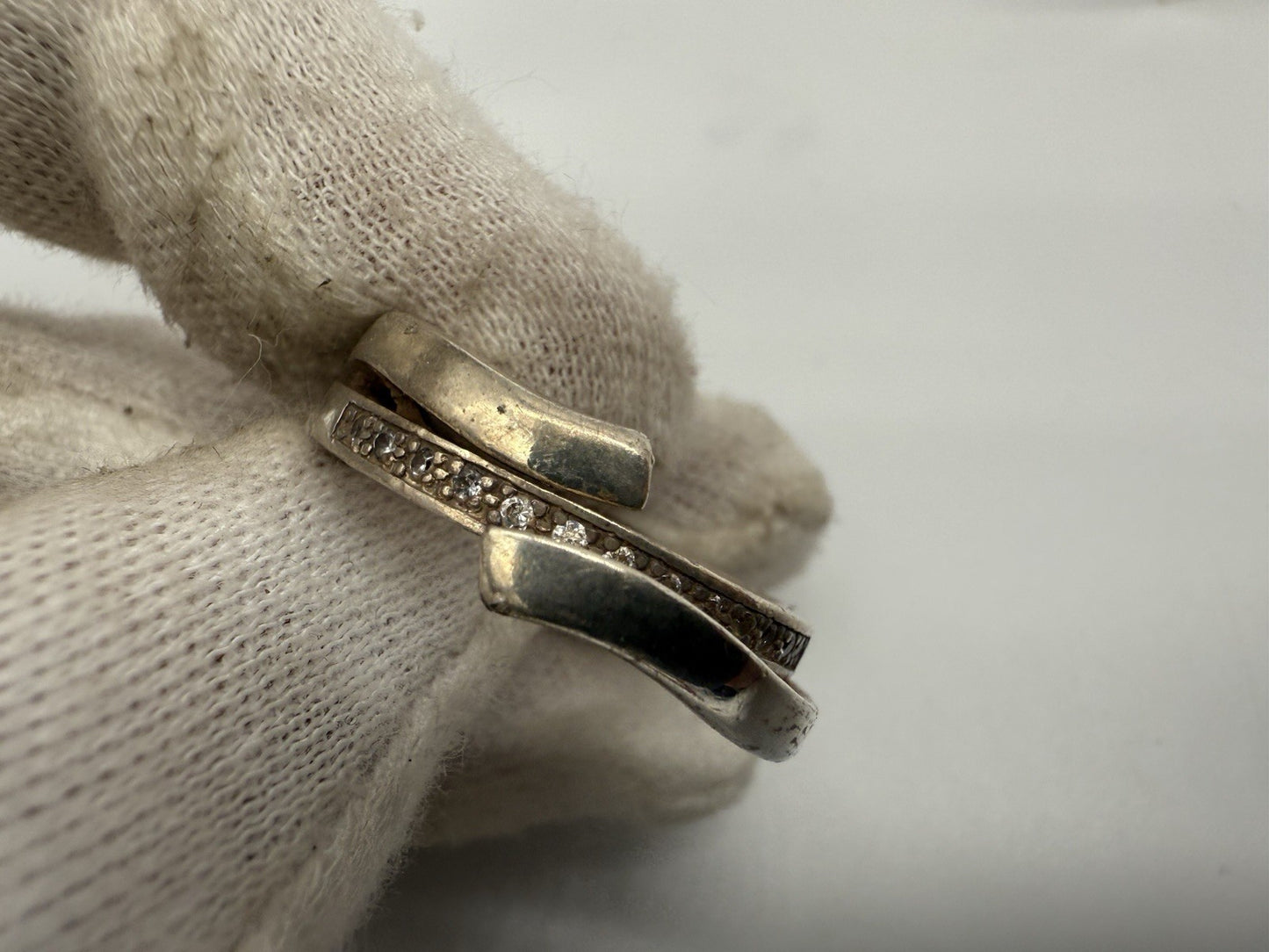 FOSSIL RING 925 SILBER SPIRALFÖRMIG ZIRKONIA GR.60