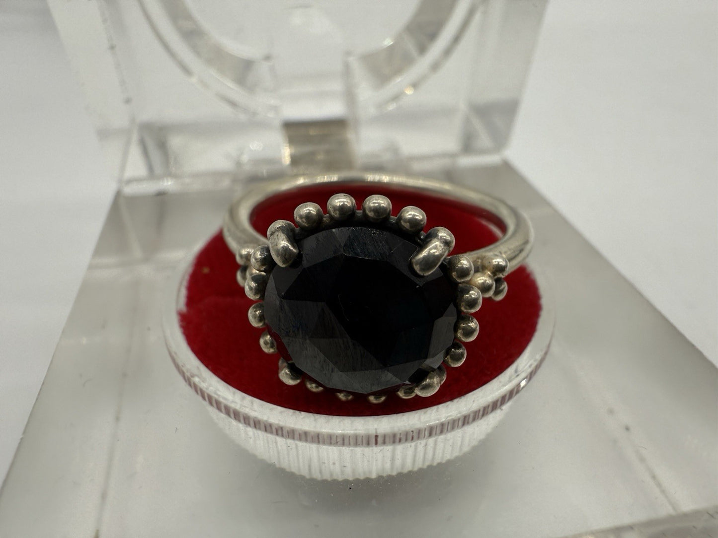 VINTAGE 925 SILBER RING MIT SCHWARZEM STEIN EDEL & MYSTISCH GR.60