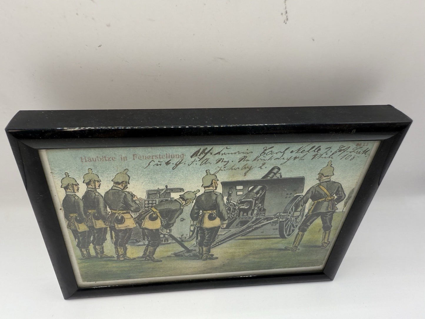 AK ANSICHTSKARTE HAUBITZE IN FEUERSTELLUNG IM BILDER RAHMEN, LITHOGRAPHIE