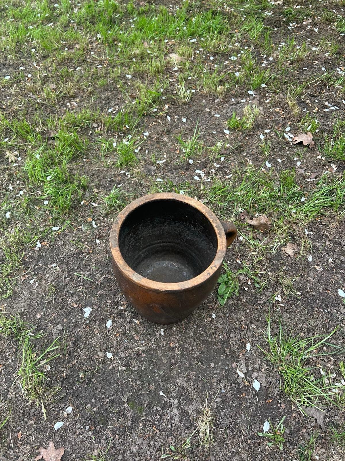 ANTIKER PFLANZENTOPF, GARTENDEKO, STEINGUTTOPF, ALTER TONTOPF