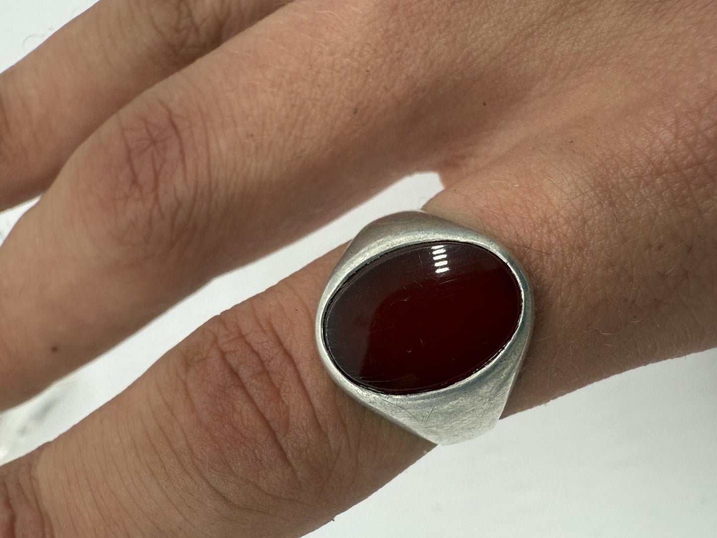 VINTAGE KARNEOL 800 SILBER STATEMENT RING GR.57
